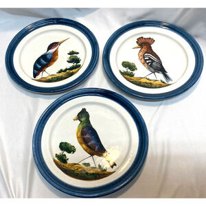 Vintage Italian Bassano Ceramic Plate Signed R. Costa Painted Bird Design 1 of 3